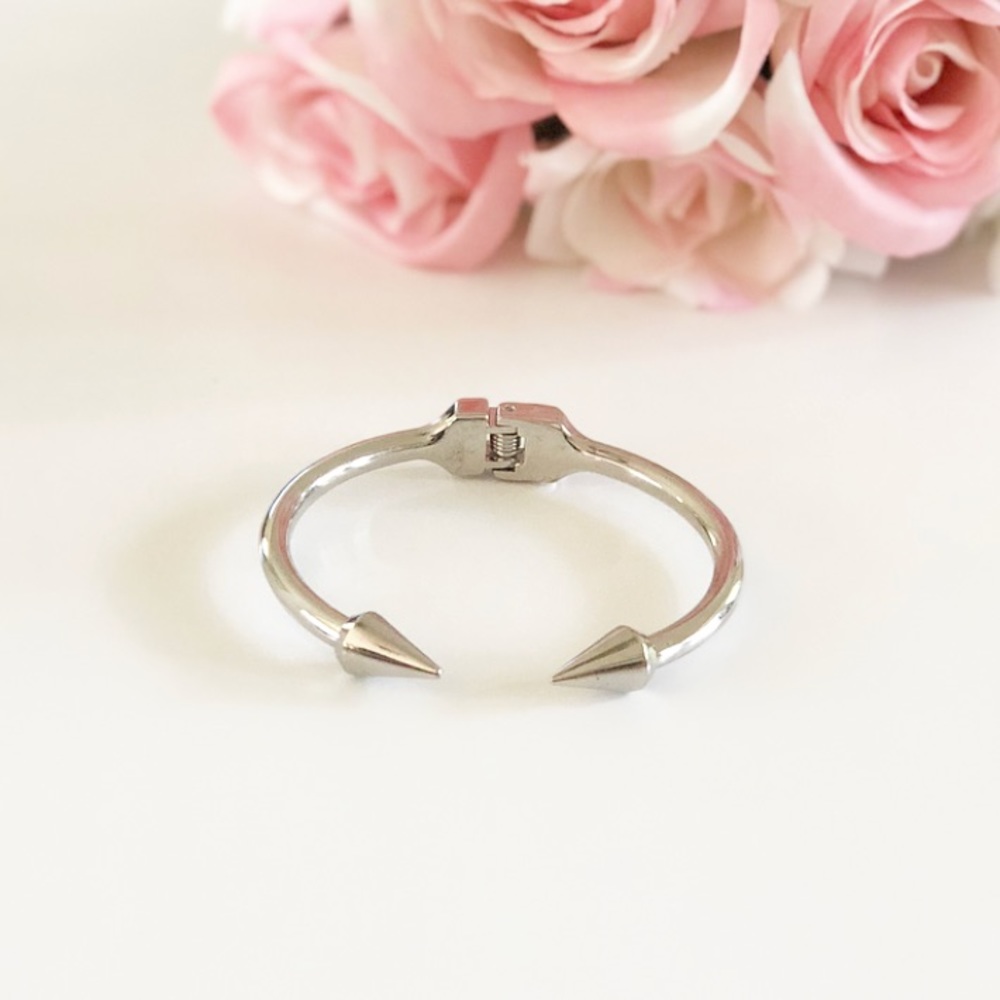 Silver Spike Cuff Bracelet Bangle